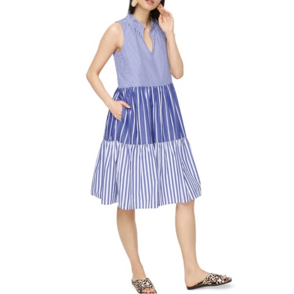 NWT JCrew Blue & White striped Swing dress
